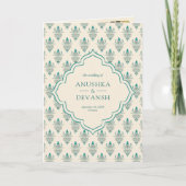 Invitation Crème Turquoise Ikat All in One Mariage indien (Devant)