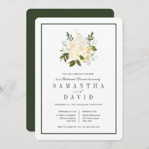 Invitation Crème + Vert   Dîner de répétition Mariage biologi