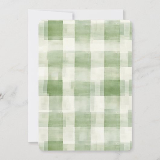 Invitation Crème verte Plaid Stripes Anniversaire (Dos)