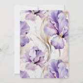 Invitation Crème violet romantique Iris Fête des mariées flor (Dos)