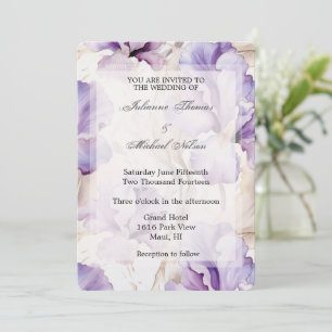 Invitation Crème violet romantique Iris Mariage Floral