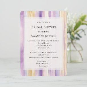 Invitation Crème violet romantique Iris Stripes Fête des mari