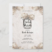 Invitation Crème White Peony Mason Jar Fête des mariées rusti (Devant)