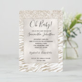 Invitation Crème Zen Blanc cacao Parties scintillant Brown Ze (Debout devant)