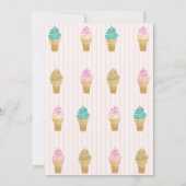 Invitation Crèmes glacées Baby shower rayé rose (Dos)