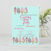 Invitation Crèmes glacées cônes été fête d'anniversaire (Debout devant)