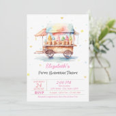 Invitation Crèmes glacées magiques Étoiles rose Anniversaire (Debout devant)