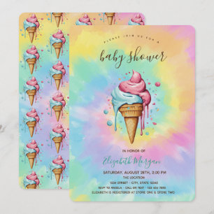 Invitation Crèmes Glacées qui Dégoulinent T-shirt Tie-Dye pou