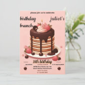 Invitation crêpe au chocolat charme rose Brunch 30e anniversa (Debout devant)