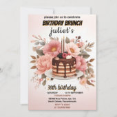 Invitation crêpe au chocolat rose adulte Brunch 30e anniversa (Devant)