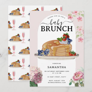 Invitation Crêpes à l'aquarelle Baies Brunch Baby Shower