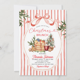 Invitation Crêpes à rayures rouges Fête de Noël Brunch