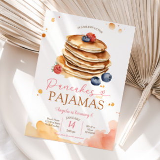 Invitation Crêpes de fruits colorés et pyjamas fête anniversa