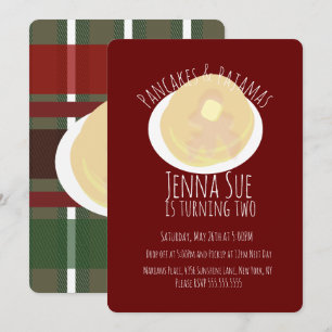 Invitation Crêpes et Pyjamas Soirée Pyjama Filles   Carreaux