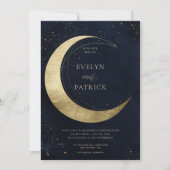 Invitation Crescent céleste Moody Marine Mariage moderne (Devant)