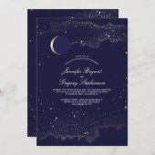 Invitation Crescent Lune et Étoiles de nuit (Devant / Derrière)