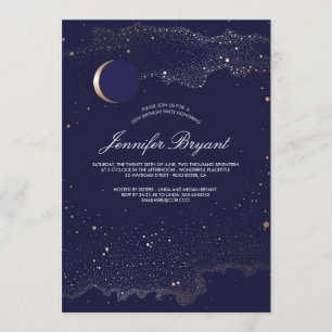 Invitation Crescent Lune et étoiles de nuit Anniversaire Fête