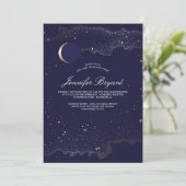 Invitation Crescent Lune et Etoiles de nuit Baby shower (Debout devant)