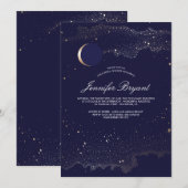 Invitation Crescent Lune et étoiles de nuit Fête des mariées (Devant / Derrière)
