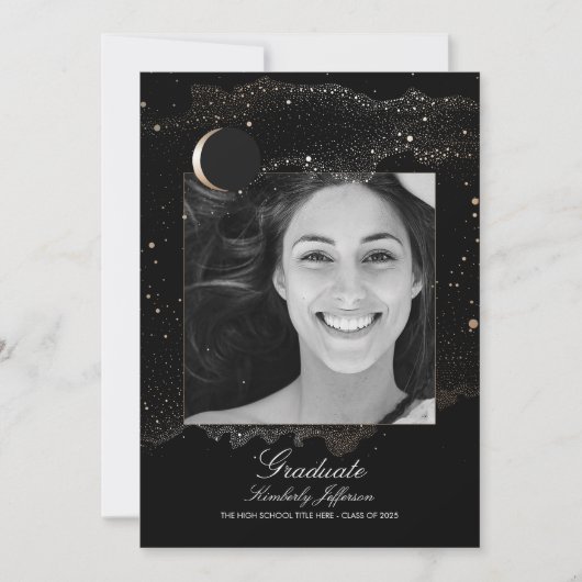 Invitation Crescent Moon et Starry Night Photo Graduation (Devant)