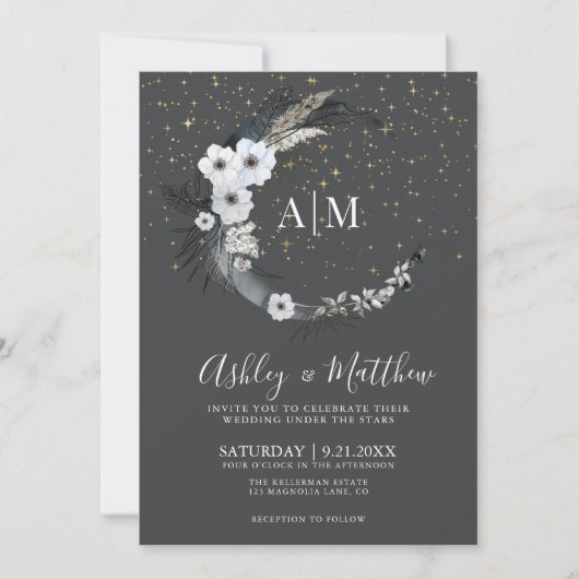 Invitation Crescent Moon Mariage céleste (Devant)