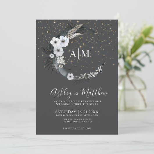 Invitation Crescent Moon Mariage céleste (Debout devant)