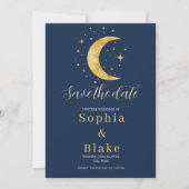 Invitation Crescent Moon Starry Night Navy Enregistrer la dat (Devant)