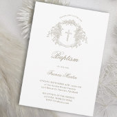 Invitation crest beige beige | Baptême