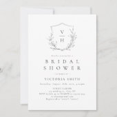 Invitation Crest botanique élégant monogramme douche de marié (Devant)