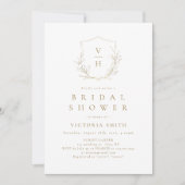 Invitation Crest botanique simple en or monogramme douche de (Devant)