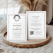 Invitation Crest Coquette Bow Monogramme Tout en un Mariage