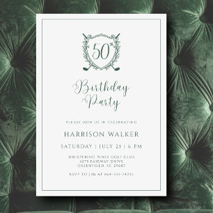 Invitation Crest de golf pour fête du 50e anniversaire, écrit