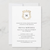 Invitation Crest doré | Élégante fête de fin d'études (Devant)