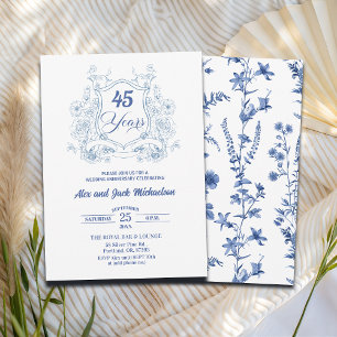 Invitation Crest Élégant Vintage 45e Anniversaire de Mariage