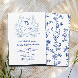 Invitation Crest Élégant Vintage 70e Anniversaire de Mariage