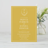 Invitation Crest Gold Champagne QR Code Mariage photo (Debout devant)
