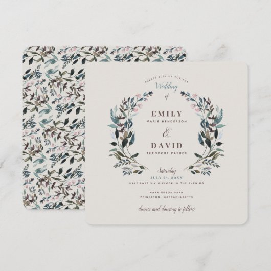 Invitation Crest jardin | Eggshell | MARIAGE CARRÉ (Devant / Derrière)
