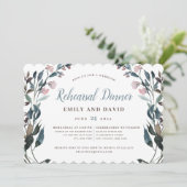 Invitation Crest jardin | Mariage Floral bleu blanc Dusty (Debout devant)