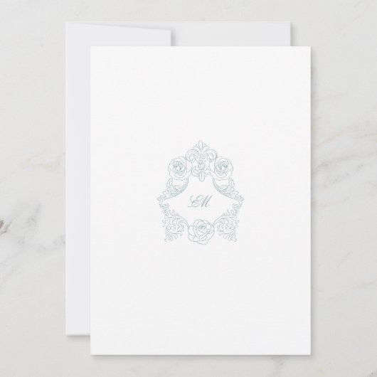 Invitation Crest Monogram Logo Dusty Blue Wedding (Dos)