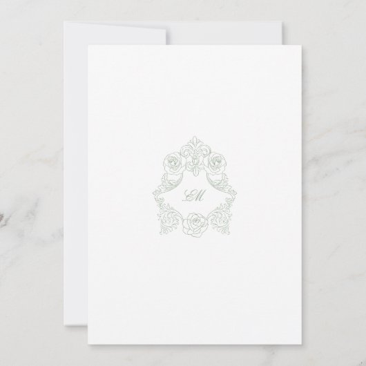 Invitation Crest Monogram Logo Sage Green Wedding (Dos)