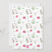 Invitation Crest Monogramme Chariot de Golf Rose et Vert Aqua (Dos)