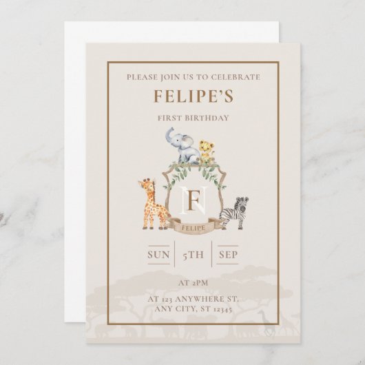 Invitation Crest Safari (Devant / Derrière)