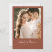 Invitation Crest Terracotta brûlé Orange Mariage Photo (Dos)