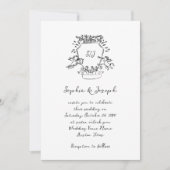 Invitation Crête à main lunaire avec Monogramme | MARIAGE (Devant)