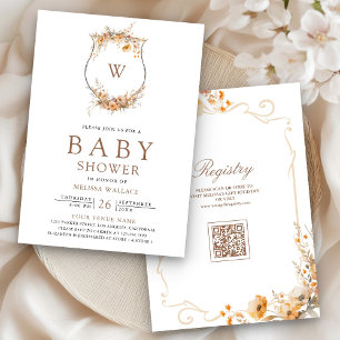 Invitation Crête de fleur sauvage d'automne Code QR Baby Show