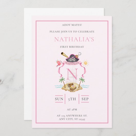 Invitation Crête de pirate (Devant / Derrière)