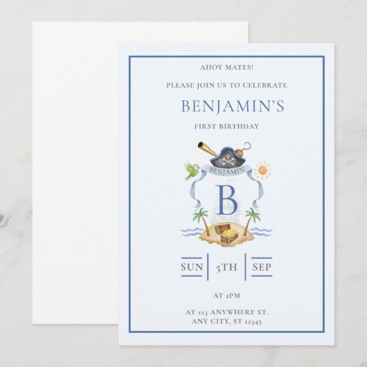 Invitation Crête de pirate (Devant / Derrière)