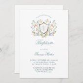 Invitation crête florale | Baptême (Devant / Derrière)