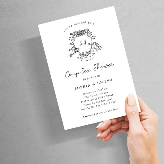 Invitation Crête lunaire | Douche Couples Noir et Blanc