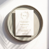 Invitation crête mariage or botanique simple élégant